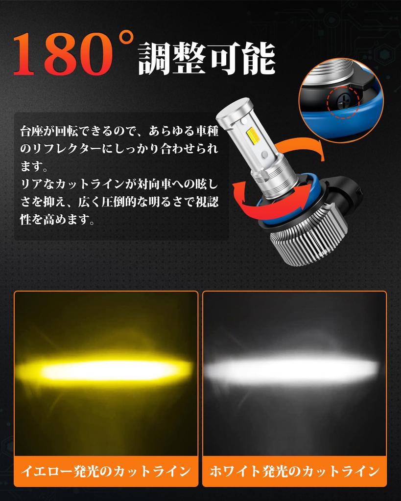 Kitazawa Shoji H8 LED Fog for H11 and Super Memory Long IP68 Waterproof and Easy Vehicle Inspection Set of 2 Lights, Two-Color Switching,