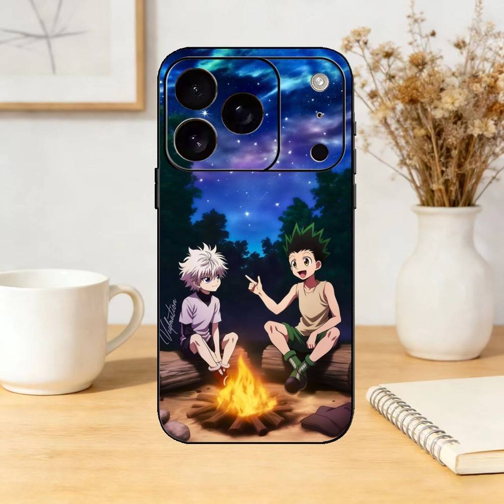 Gon & Killua Hunter X Hunter Phone Case For iPhone 17,16,15,14,13,12,11 Plus,Pro,Max,Mini Silicone black Soft Cover