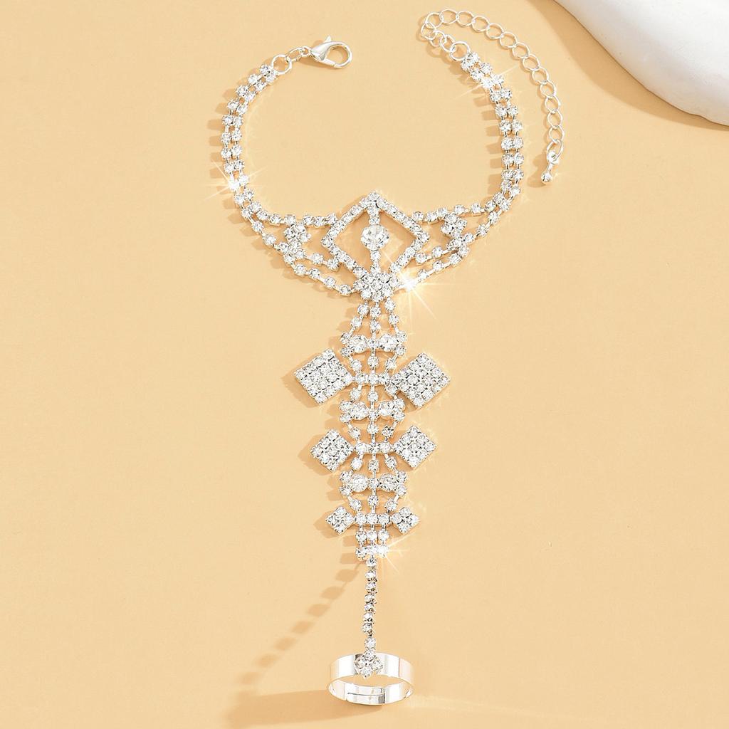 Nachtparty Schmuck Modisch Exquisit Strass Fingerarmband Damen Luxuriös Glänzend Voll Diamant Rückenkette