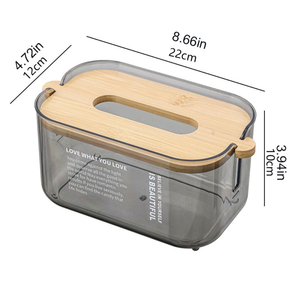 New Transparent Automatic Descent Tissue Box Bamboo Lid Detachable Tissue Holder Dustproof Creative Facial Tissues Dispenser