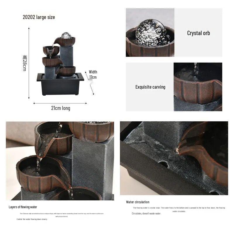 Popular Resin Water Feature: Small Zen Desktop Fountain for Wealth and Tranquility