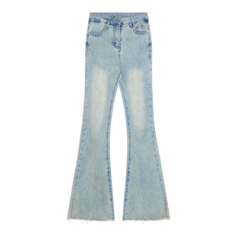 Fall Retro Niche Style Slightly Flared Light-Colored Jeans