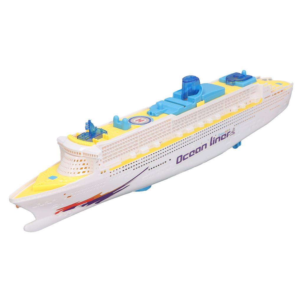 Kids Cruise Ship Model Sound Effects LED Light Universal Rotation Ocean Liner Boat Toy for Boys