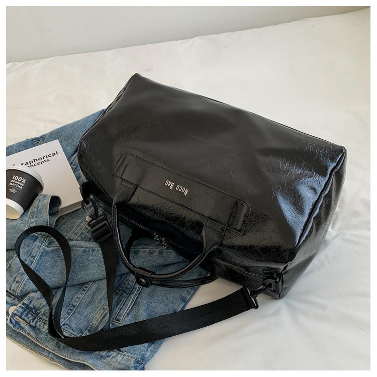 

Wet Dry Separati Travel Storage Bag for Women s Oil Wax PU Leather Business Trip Bags Large Capacity Men s Fitness Handbag чёрный