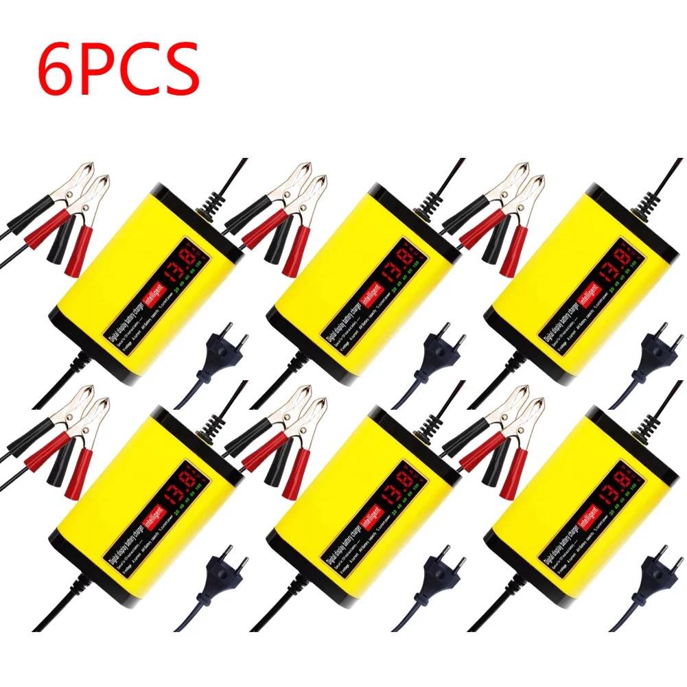 6-1PCS 12V Car Battery Charger 220V 110V LED Display Short Circuit Protection Power Charger Car Charger for Motorcycle EU/US/UK