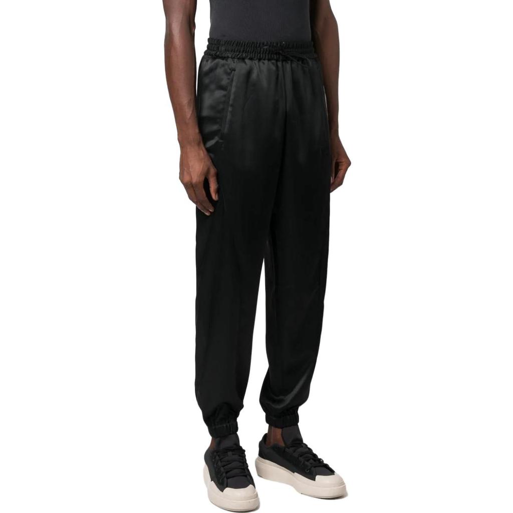 adidas Womens Y-3 Tech Silk 3-Stripes Cuffed Tracksuit Bottoms Black Women Streetwear IQ1797
