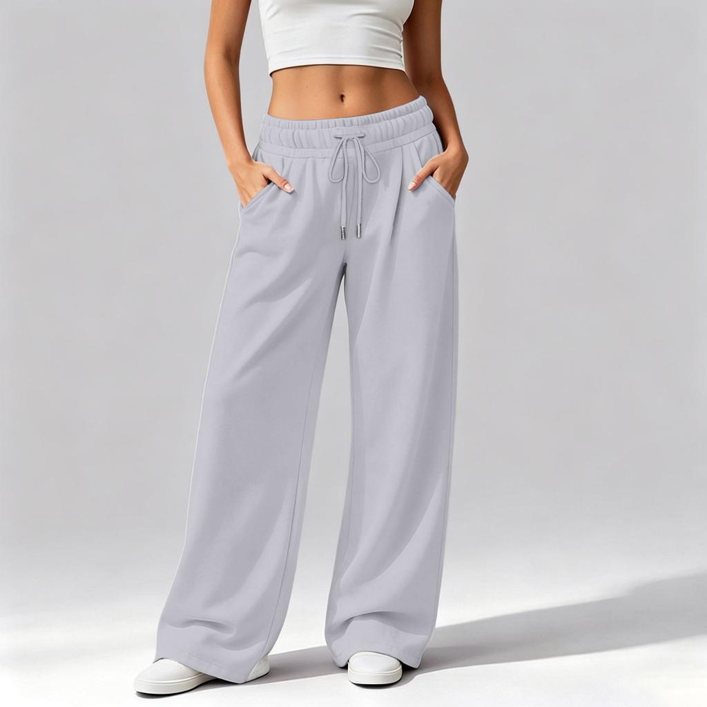 Women's Casual Loose Fit Wide Leg Pants with Pockets Comfortable Winter Long Trousers