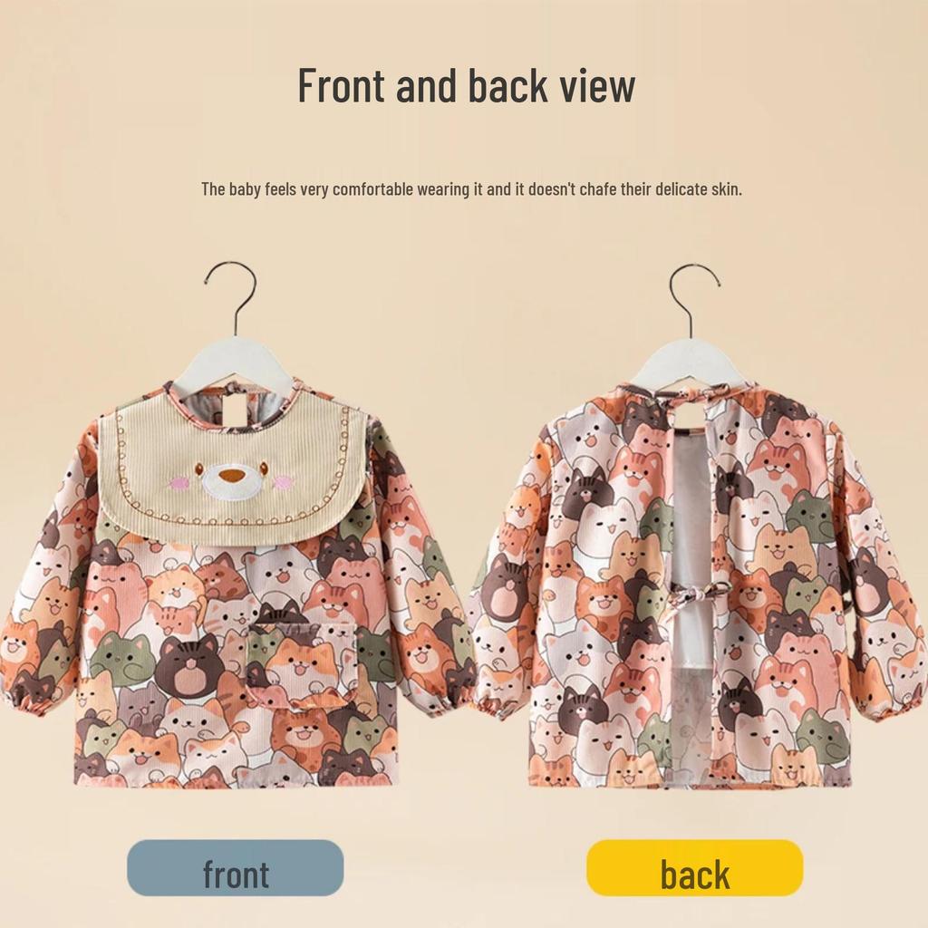 Baby Girl's Reversible Princess Coverall Dress Bib: Waterproof, Stain-Proof for Autumn/Winter