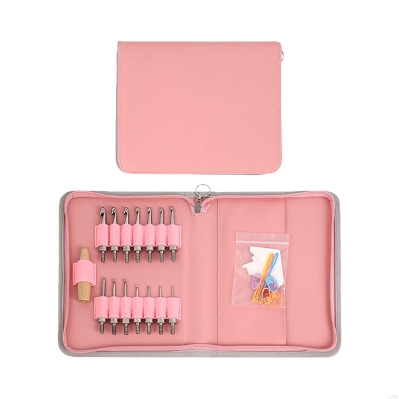 Stainless Steel Crochet Hook with 14 Interchangeable Tip Ergonomic Handle Crochet Hook for Weaving Knitting Project J0MC
