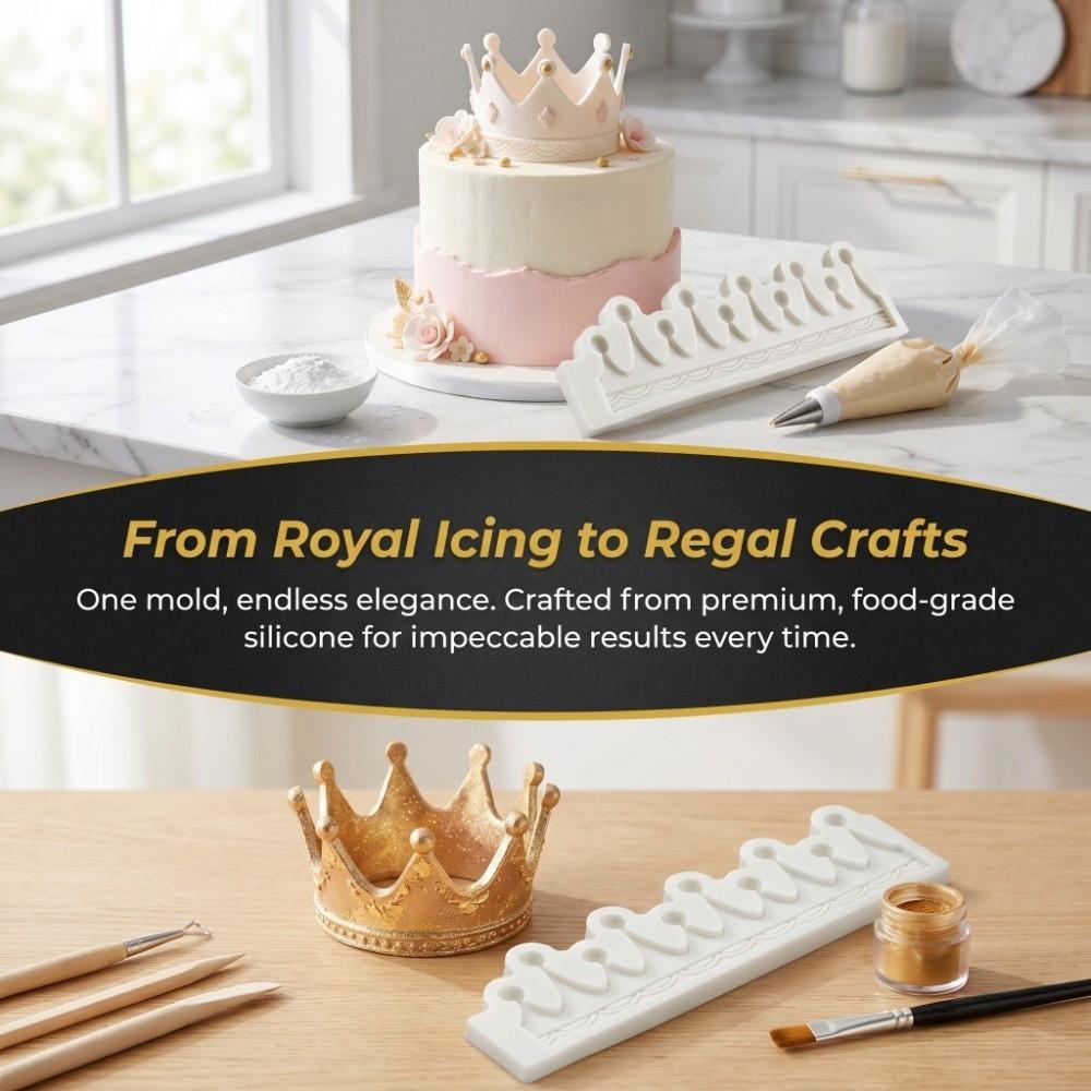 Baking Tool Silicone Crown Fondant Mold Flexible Non Stick Chocolate Mold 3D Crown Reusable Crown Silicone Mold Fondant Gumpaste