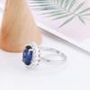 Schleifen Sie 3,2 Karat, um einen blauen Zirkonring zu kreieren, origineller Charme, Verlobungsring