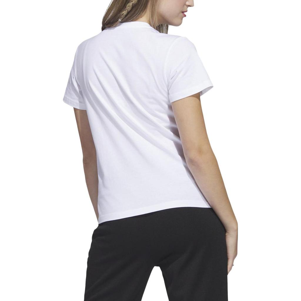 Adidas Letter Print Crew Neck Fitted Straight Short Sleeve T-Shirt Women Tops White H52233