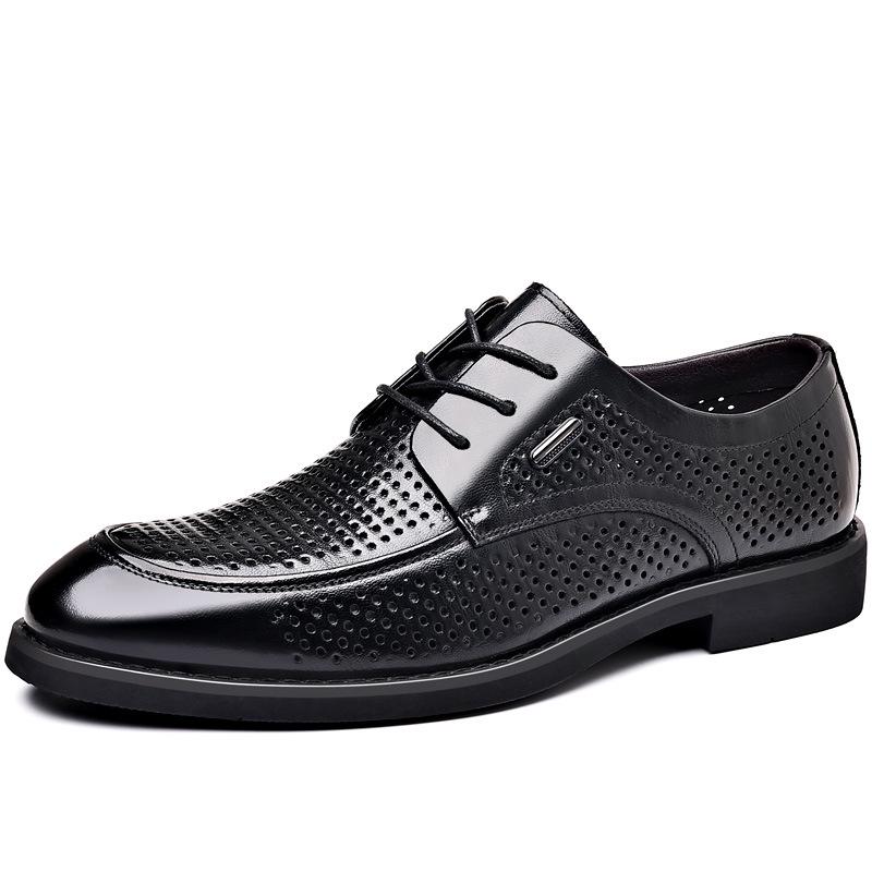 2025 Summer Men s Leather Formal Breathable Sandals - High-End British Style 41 чёрный
