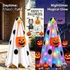 Halloween Ghost Decor Lighted Porch Goose Outfit And Flag Set for 23 Inch Statue, Outdoor Yard Ornament Spooky Clothes with Pumpkin Bucket Patio Lawn