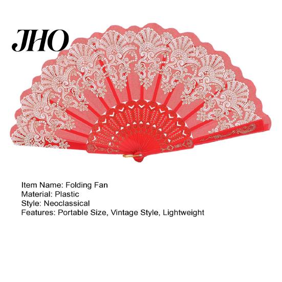 Decorative Fan Vintage Folding Carved Plastic Ribs Hand Held Portable Performance Summer Cooling Wedding Dance Party Props