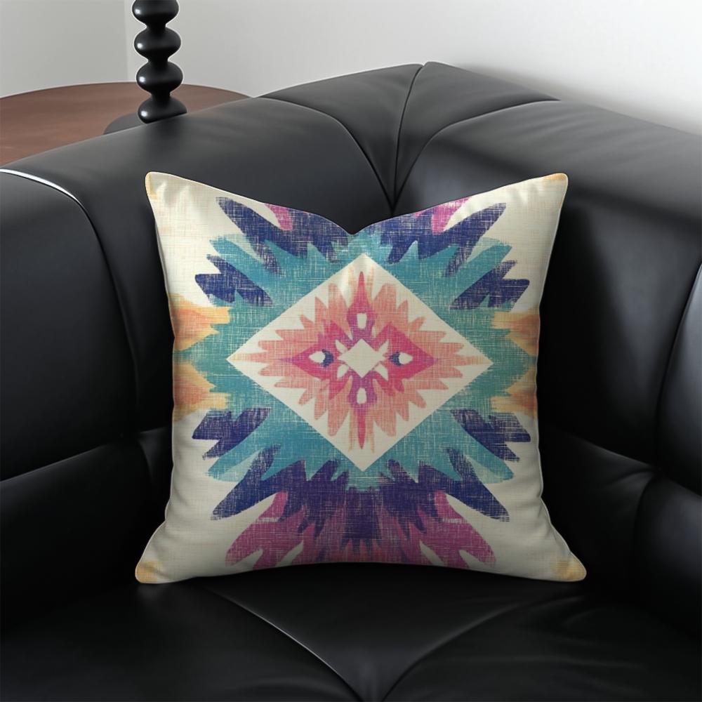 Boho Pattern Ethnic Art Cushion Cover Pillow Case Antidustmite Invisible Zipper Silky Plush Cushion
