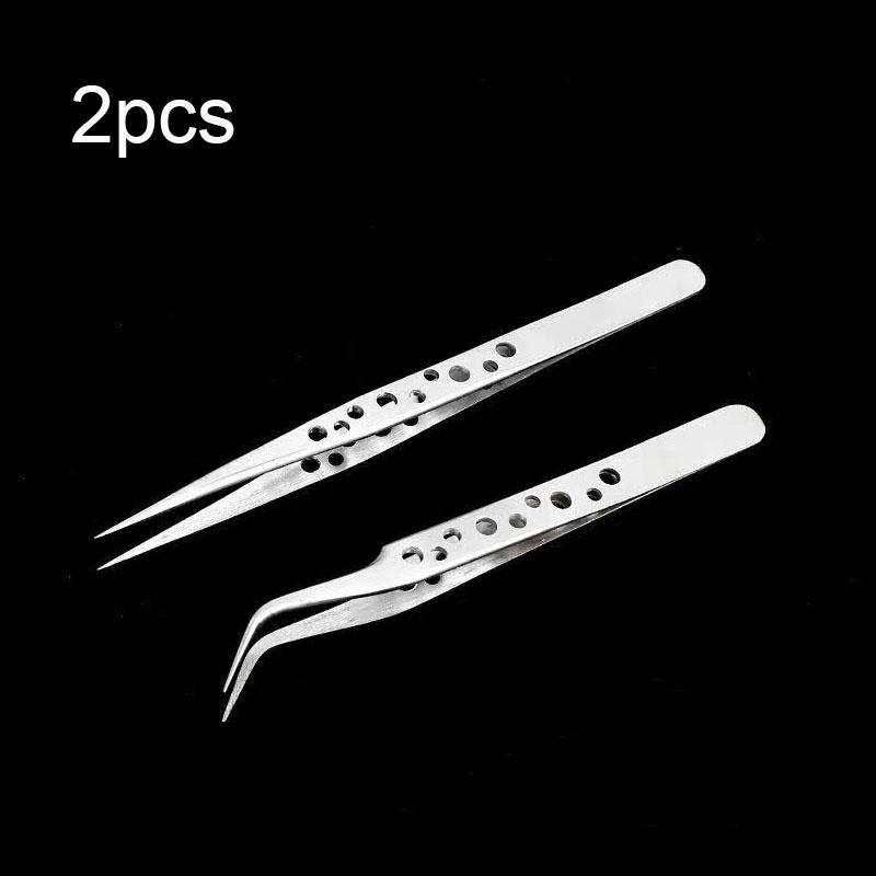 Industrial Tweezers Electronics Anti-static Precision Stainless Curved Straight Tip DlY Tools Sets Forceps Phone Repair JMNZ04