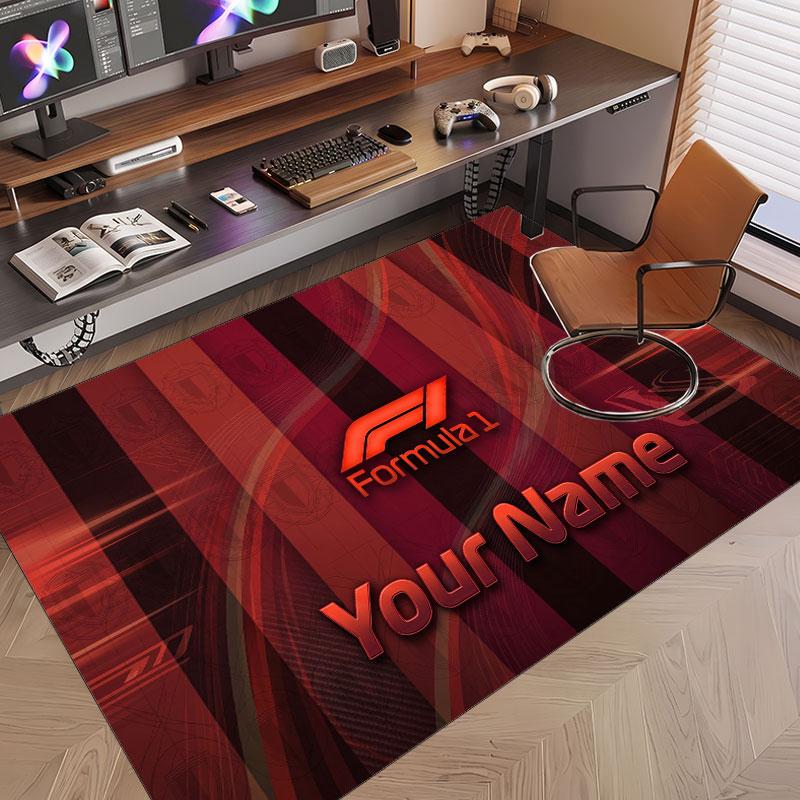 Custom Rug F1 Pattern Print Name Text Soft Non‑Slip Floor Carpet for Home Indoor Decoration