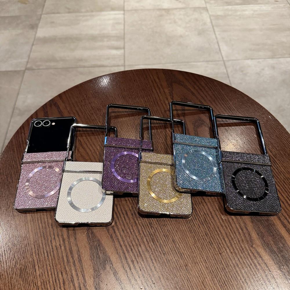 For Samsung Galaxy Z Flip 7 Case Fashion Glitter Magnetic Wireless Charging Protective Back Cover for Samsung Z Flip 7 Shell