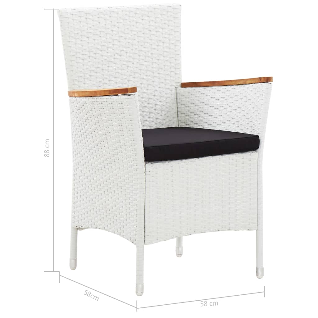 5 Piece Garden Dining Set White Poly Rattan