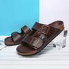 FashionNew Design Men Sandals Casual Leather Mens Summer Shoes Comfortable Open Toe Flats  Soft Beach Footwear Male Half Drag Slippers