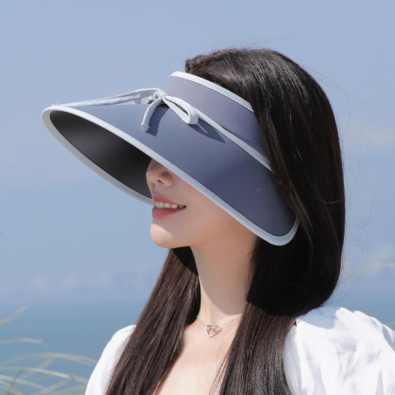 

Летняя шляпа от солнца с защитой от УФ-лучей для детей, шляпа от солнца из ледяного шелка с козырьком и открытым верхом, универсальная модная шляпа от солнца с бантом