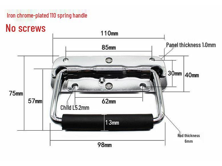 304 Stainless Steel Spring-Loaded Folding Handle for Aluminum Tool Box