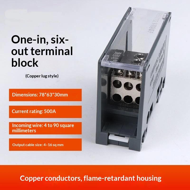 One In Multiple Out Din Rail Terminal Block 150A Universal Distribution Box Wire Connector Abs/Copper Power Junction Box