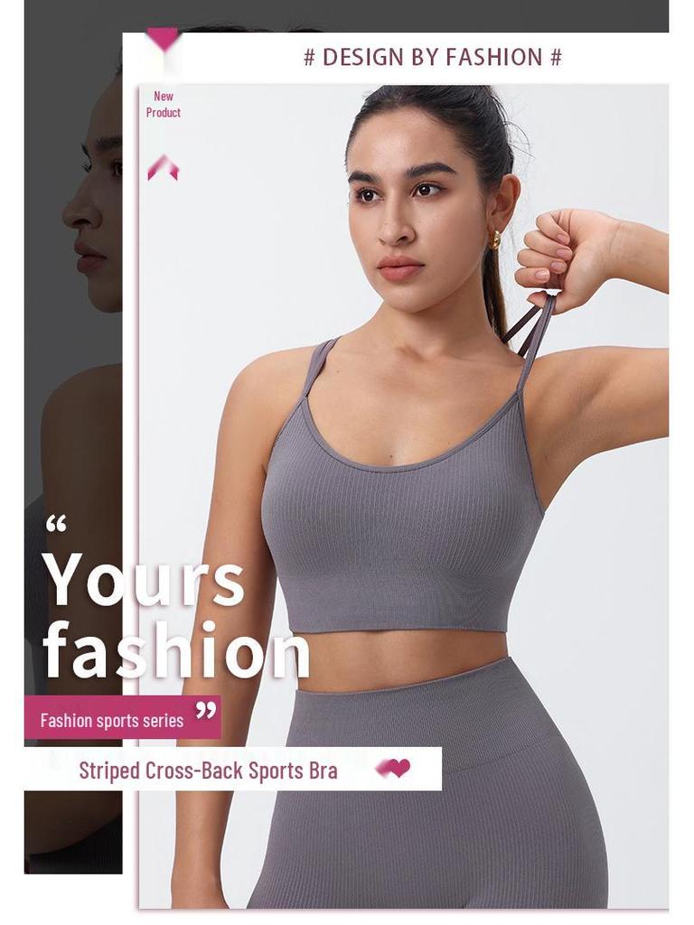 Plus Size Criss-Cross Back Sports Bra for Women - Shockproof, Casual, Fitness, Running, Yoga