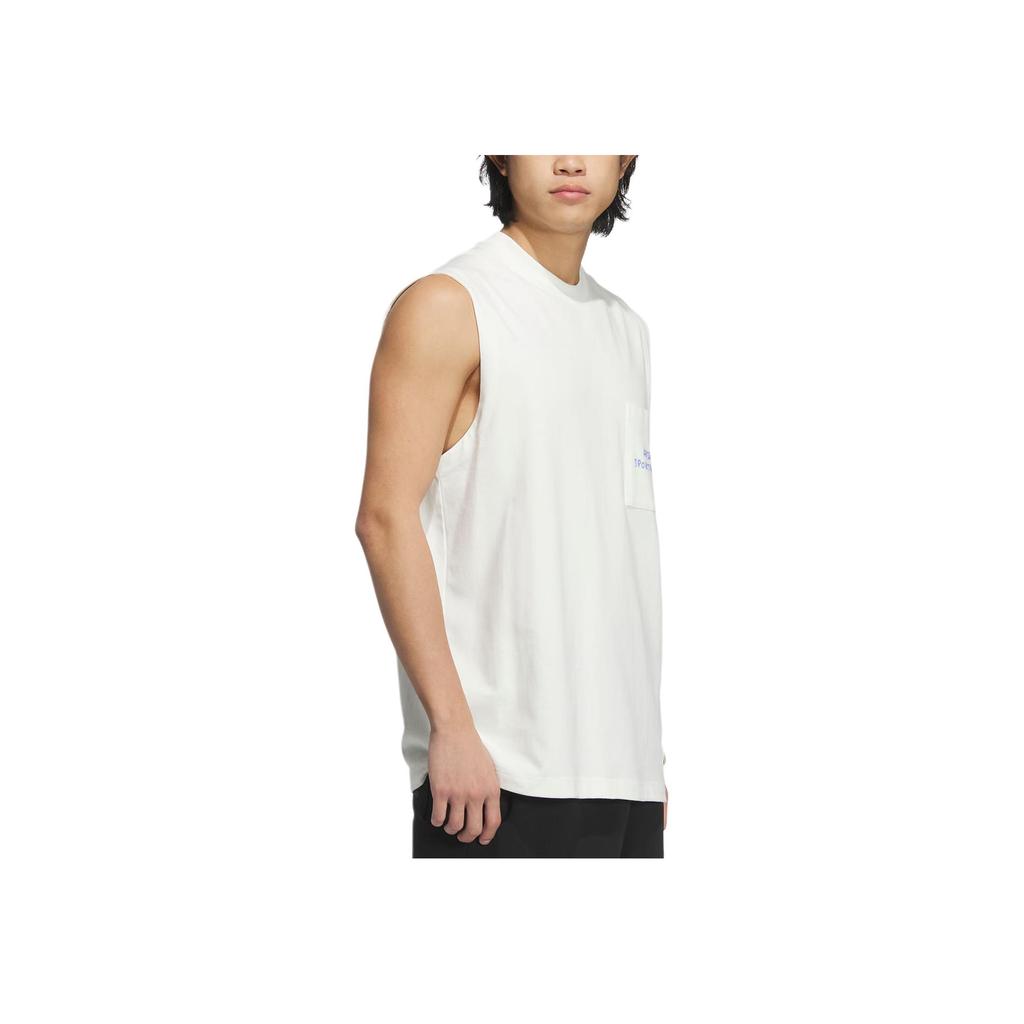 Adidas Letter Pocket Round Neck Printed Sports Casual Sleeveless Vest Men Tops Han-Jade-White JP2642