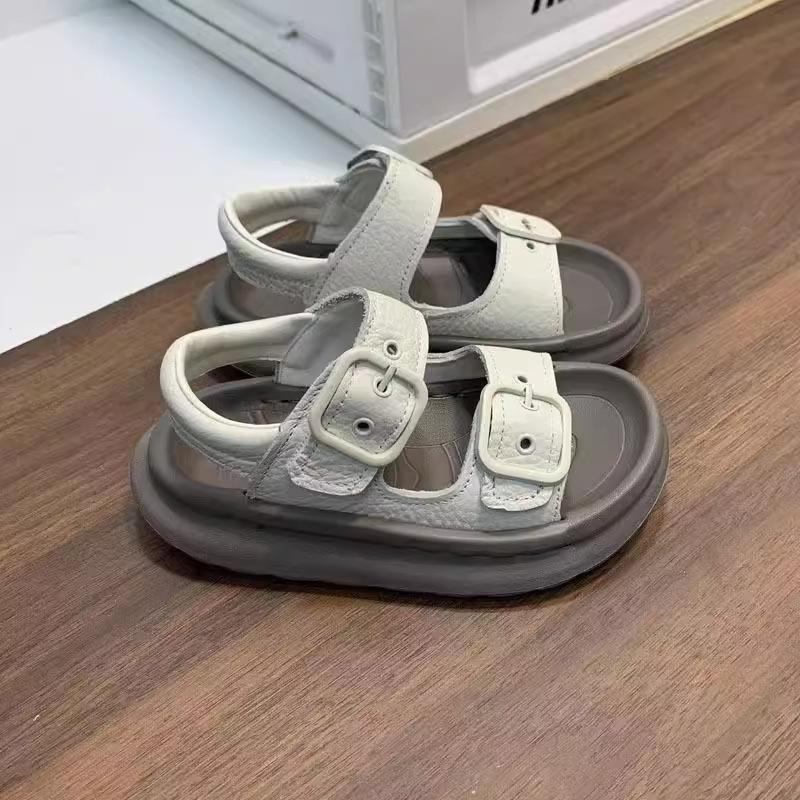 

Kids Casual Thick Sole Double Buckle Soft Summer Sandals 26 бежевый