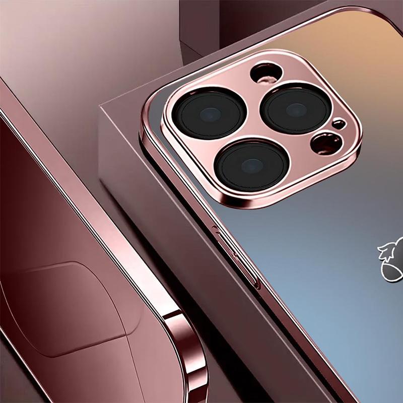 Cute Pony Pattern Pink Metallic Tempered Glass Phone Case For iPhone 17 Pro Max Plus 11 12 13 14 15 16 Pro 17Air 17E Cover