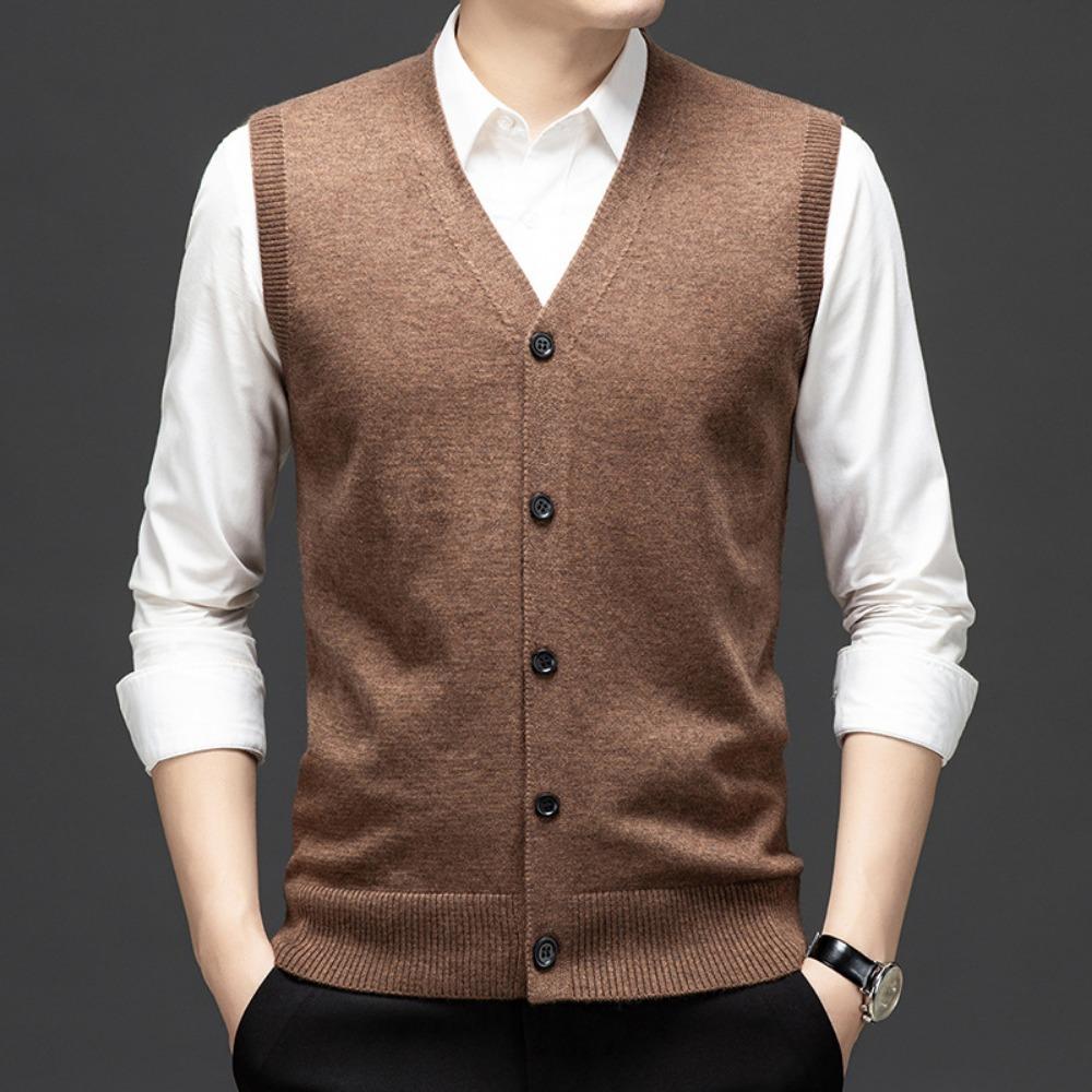 Single Breasted Pullover Autumn Sleeveless Vests Men Work Sweater Knitted Male Waistcoat Jumper Pullovers Roupas Masculinas