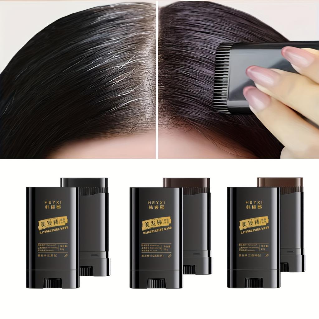 3-In-1 Hair Coloring Stick with Comb Teeth,Temporary Hair Color Corrector,Quick Gray Coverage,Unisex 20g Portable Hair Dye Stick