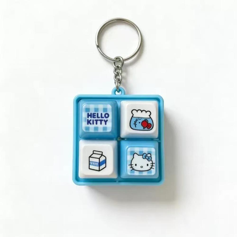 Keyboard Pendant Kawaii Cartoon Healing Stress Relief Four Panel Button Keychain Backpack Pendant Stress Relief Gift