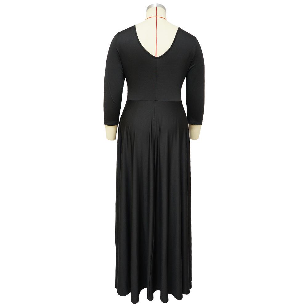 Elegantes Übergrößen V-Ausschnitt Einfarbig Sexy Hochzeitslanges Kleid für Frauen