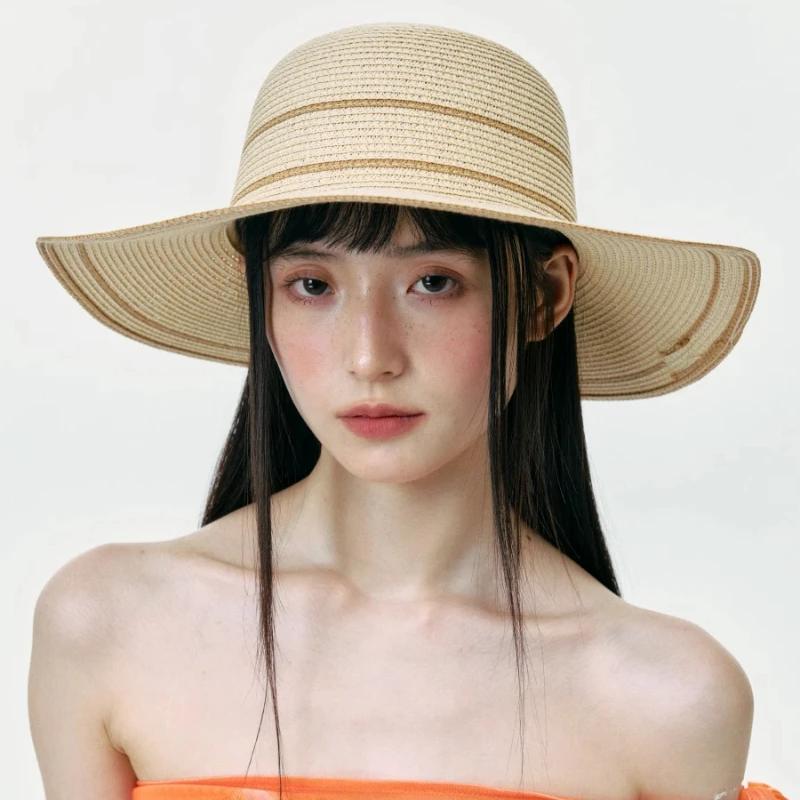 

Summer Lace Flower Beach Breathable Large Brim Sun Protection Straw Hats Women Foldable Sweet Pattern Round Vacation Top Caps M 56-58cm