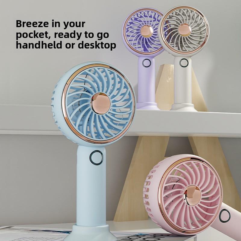 Mini Usb Handheld Fan With Detachable Base And 3speed Adjustable Airflow