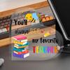 Teacher Sign 2-Piece Heart Shape Acrylic Teacher Sign Inspirational Table Decorations For Farewell Congratulations Christmas
