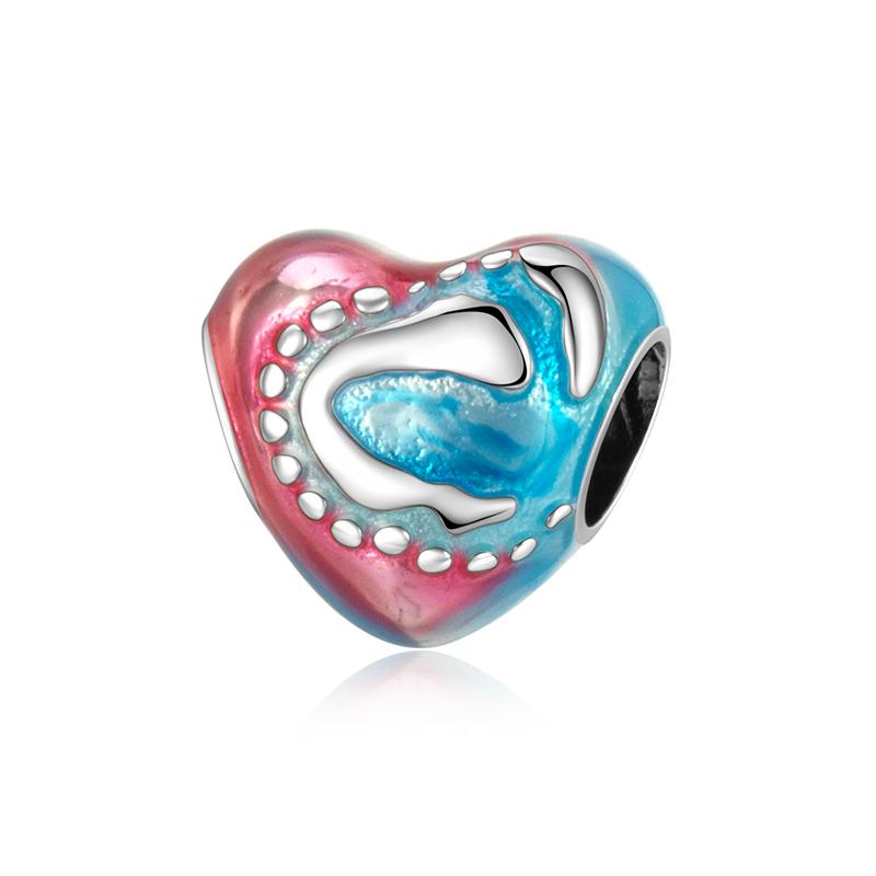Affascinante Bracciale Collana con Perline a Forma di Cuore in Argento 925 Amore Familiare Impronta di Zampa Animale Adatto alle Donne Regali Fai da Te per le Feste