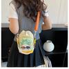 Cute Cartoon Print Water Bottle Bag Women's Commuter Satchel Soft Polyester Material Zipper Closure Vertical Shape Storage Bag
