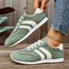 Women's Large Size Leather Color-Block Breathable Casual Shoes Flat Light Sports Single Shoes Running Shoes