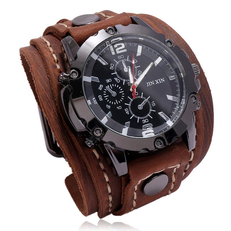 Vintage Stitched Leather Watch Men Women