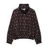 Womens Fashion Stand Collar Bomber Jacket Loose Fit Casual Outerwear Polka Dot