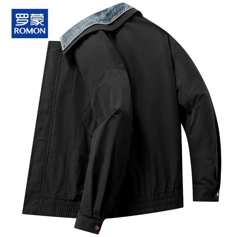 ROMON Men's Casual Fake Two-Piece Lapel Jacket