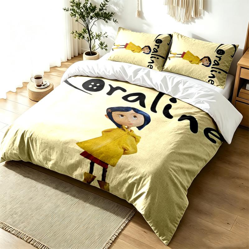 Coraline 3pc Duvet Cover Set Simple Modern Bedding Set Wrinkle Resistant Soft Fabric All Season Use a perfect gift