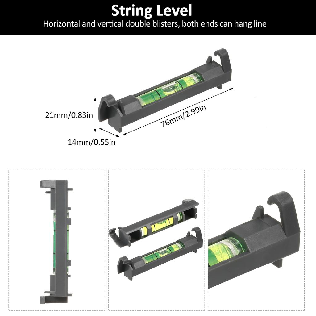 Mini Level Tool Set 4 In 1 Portable Small Bubble Level Magnetic Pocket Level T Level String Level Circular Level