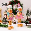 Christmas Gingerbread Doll Ornaments Extendable Leg Plush Doll with Scarf Stuffed Cooking Gingerbread Figure for Christmas Tree Fireplace Decor