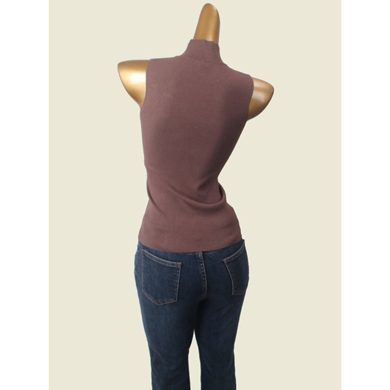 Russian Brand Normcore Half-High Collar Inner Match Silm Sleeveless Bottoming Shirt Export Elegant Chest-Flattering Knitting Vest