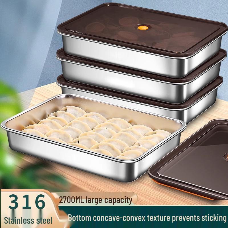Stainless Steel Sealed Storage Box with Lid for Dumplings
